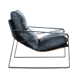 Morgan Leather Accent Chair - Ocean Blue