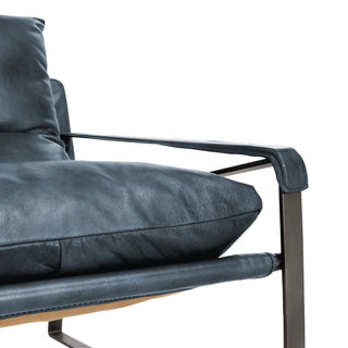Morgan Leather Accent Chair - Ocean Blue