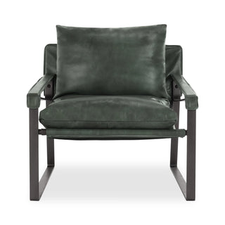 Morgan Leather Accent Chair - Ocean Blue