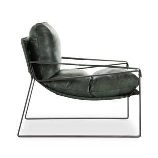 Morgan Leather Accent Chair - Forrest Green