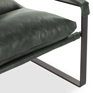 Morgan Leather Accent Chair - Forrest Green