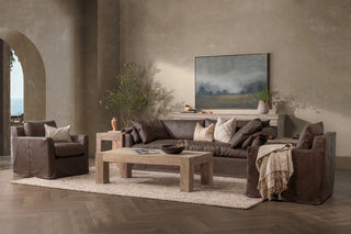 Cassiano Leather Slip Cover Sofa El Paso