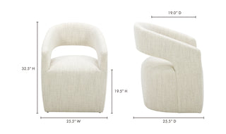 Barrow Rolling Dining Chair White Mist