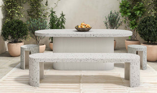 Lyon Outdoor Bench White Terrazzo