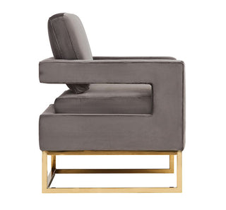 Modrest Edna Modern Grey Velvet & Gold Accent Chair