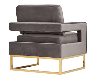 Modrest Edna Modern Grey Velvet & Gold Accent Chair