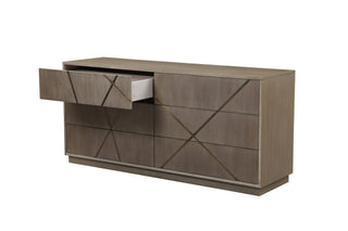 Modrest Nixa - Modern Beige Velvet + Brushed Bronze + Birch 4-Piece Bedroom Set
