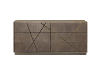 Modrest Nixa - Modern Beige Velvet + Brushed Bronze + Birch 4-Piece Bedroom Set