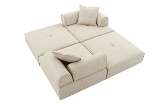 Mondo - Modern Modular Beige Fabric Armless Seat