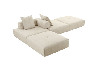 Mondo - Modern Modular Beige Fabric Armless Seat