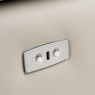 Mini Wonder - Italian Modern Grey Leather Sectional Sofa with Left Facing Recliner