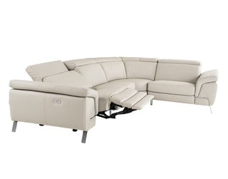 Mini Wonder - Italian Modern Grey Leather Sectional Sofa with Left Facing Recliner