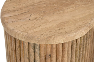 Modern Matador - Modern Travertine Marble + Wood Freeform Coffee Table Set