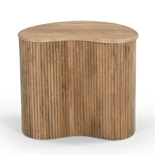 Modern Matador - Modern Travertine Marble + Wood Freeform Coffee Table Set