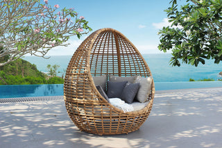 Renava Cocoon Mini - Outdoor Beige + Wicker Lounge Bed