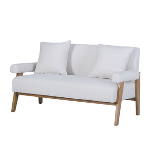 Modrest Cynthia - Modern White Fabric + Wood Loveseat