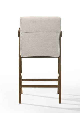 Modrest Joseline - Modern Beige Fabric + Walnut Counter Chair (Set of 2)