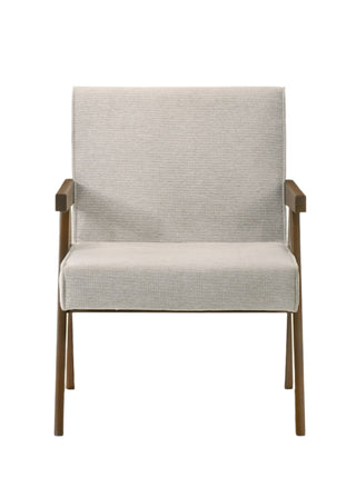 Modrest Joseline - Modern Beige Fabric + Walnut Accent Chair (Set of 2)
