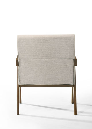Modrest Joseline - Modern Beige Fabric + Walnut Accent Chair (Set of 2)