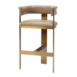 Modrest Boswell - Modern Brown Faux Leather + Gold Barstool