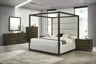 Modrest Manhattan - Contemporary Canopy Brown Oak Bed
