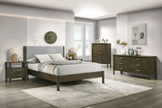 Modrest Carolina - Modern Grey Fabric + Wenge Bed