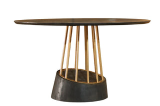 Modrest Cotopaxi - Modern Charcoal + Brass Round Dining Table