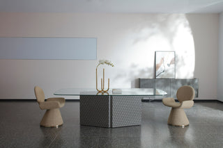 Lamod Raphael - Modern Glass + Silver Dining Table
