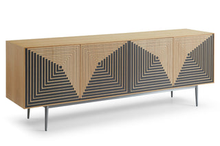 Modrest Azteca - Modern White Oak + Black Geometric Pattern Buffet