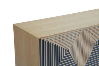 Modrest Azteca - Modern White Oak + Black Geometric Pattern Buffet