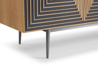 Modrest Azteca - Modern White Oak + Black Geometric Pattern Buffet