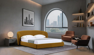 Modrest Lambert - Modern Burnt Orange Fabric Upholstered Bed