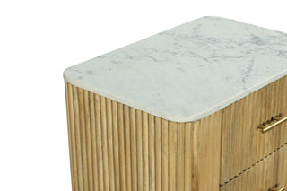 Modrest Cambridge - Modern White Marble & Washed Mango 2 Drawer Nightstand