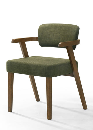 Modrest Sacks - Mid-Century Modern Green Fabric + Herringbone Walnut Dining Set