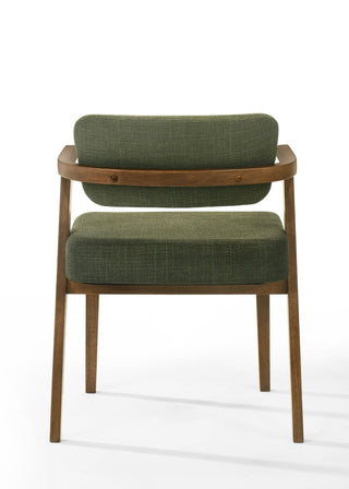 Modrest Sacks - Mid-Century Modern Green Fabric + Herringbone Walnut Dining Set