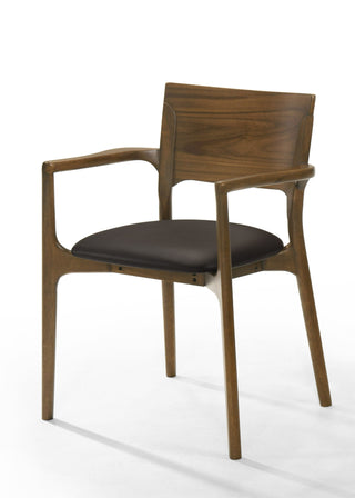 Modrest Edelman - Mid-Century Modern Brown Leatherette + Walnut Dining Set