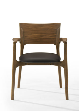 Modrest Edelman - Mid-Century Modern Brown Leatherette + Walnut Dining Set