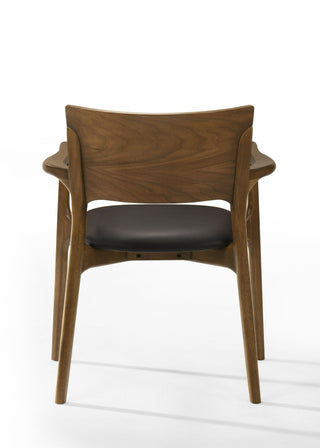 Modrest Edelman - Mid-Century Modern Brown Leatherette + Walnut Dining Set