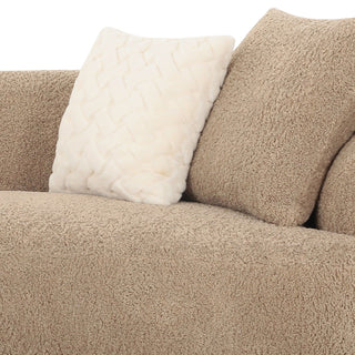 Trevor - Modern Tan Fabric Curved Mini Sectional Sofa