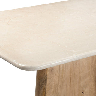 Harley - Modern Cream Marble + Mango Wood Rectangular Dining Table