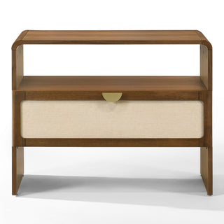 Modrest Emilio - Modern Beige Fabric + Burlap + Walnut 4-Piece Bedroom Set (Queen Bed)