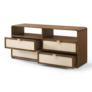 Modrest Emilio - Modern Natural Burlap + Walnut Dresser