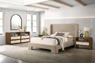 Modrest Emilio - Modern Natural Burlap + Walnut Dresser