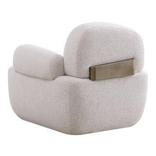 Rainier - Contemporary Off-White Fabric + Antique Brass Accent Chair