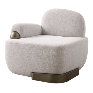 Rainier - Contemporary Off-White Fabric + Antique Brass Accent Chair