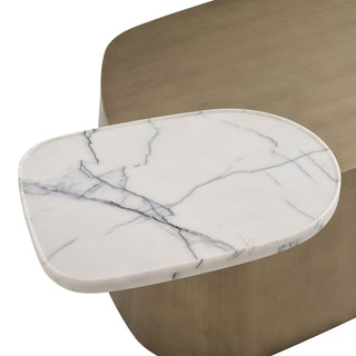 Yano - Modern White Marble + Antique Brass Coffee Table Set