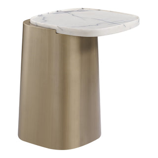 Yano - Modern White Marble + Antique Brass Coffee Table Set