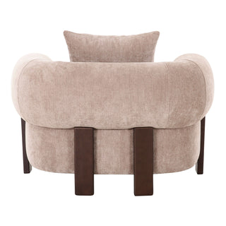 Arnaud - Modern Tan Fabric + Brown Oak Accent Chair