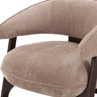 Kirby - Modern Tan Fabric + Brown Oak Accent Chair