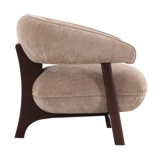 Kirby - Modern Tan Fabric + Brown Oak Accent Chair